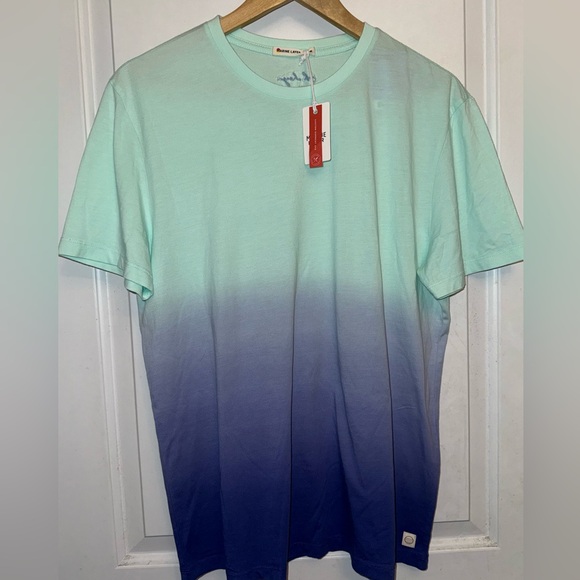 Marine Layer NWT Butter Soft Signature Crew Tee in Indigo/Mint Green Ombre - Picture 3 of 7